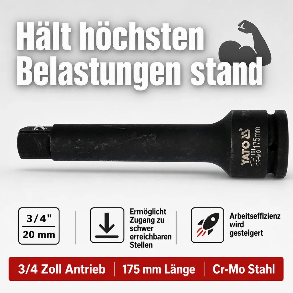 3/4 Zoll Verlängerung, 175mm, Cr-Mo, Schlagschrauber Verlängerung