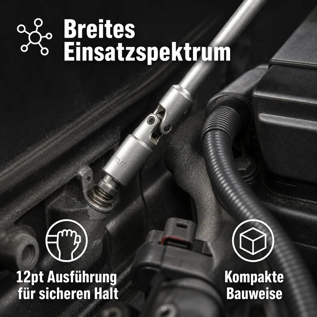 Glühkerzenschlüssel Gelenk 9mm, 3/8 Zoll Nuss, 12pt