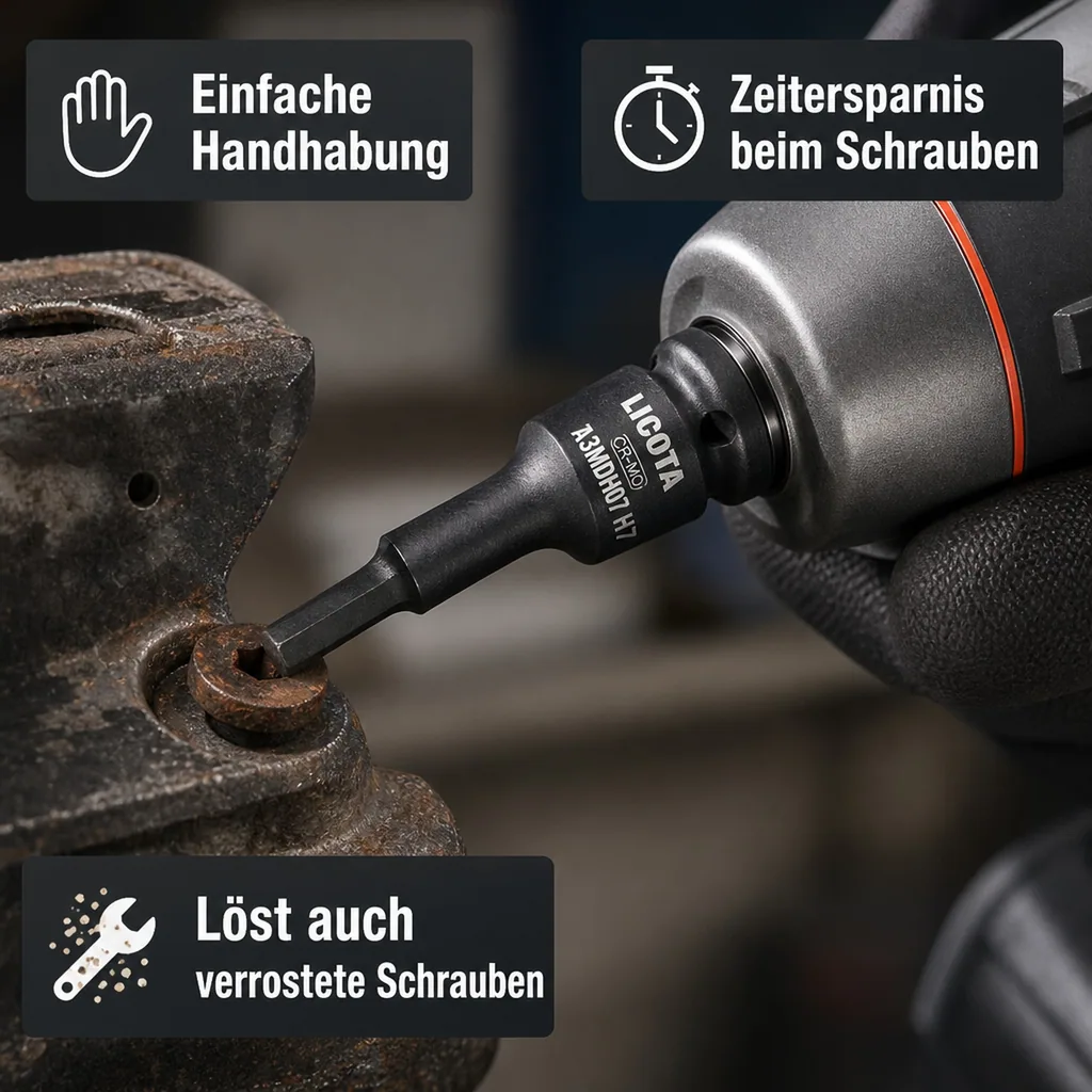 Innensechskant Nuss, Schlagschrauber Nuss, 3/8 Zoll, H9, Cr-Mo