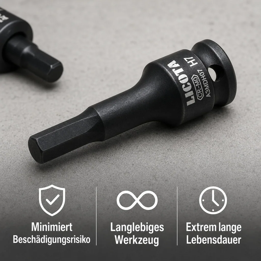 Innensechskant Nuss, Schlagschrauber Nuss, 3/8 Zoll, H9, Cr-Mo