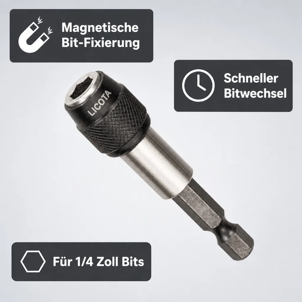 Bithalter, magnetisch, Schnellwechsel, 6,35mm Hex, 60mm