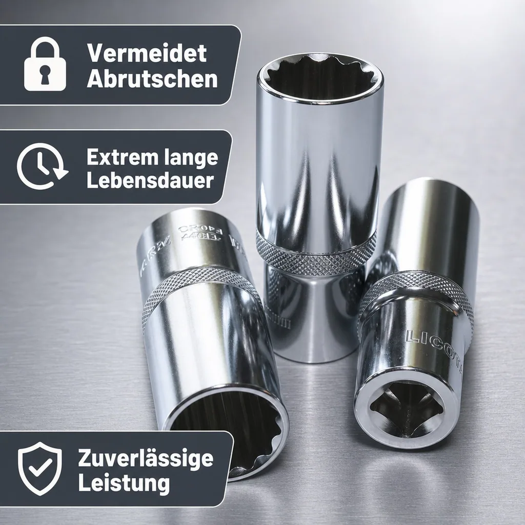 Stecknuss 1/2 Zoll, Langnuss, 13mm, 12 Kant, CR-V, Industriequalität