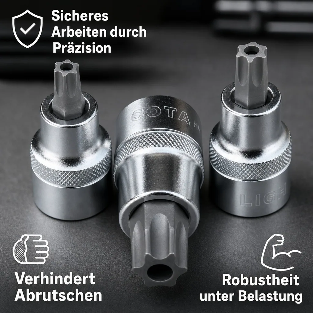 Innensechskant Nuss, 1/2 Zoll, T25, CrV S2 Stahl, mit Stirnloch