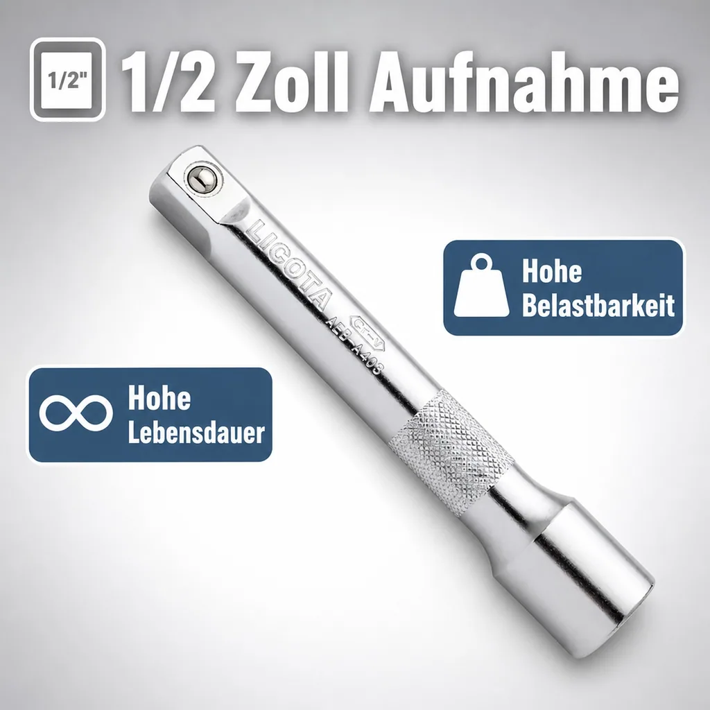 1/2 zoll Verlängerung 75mm, CrV Stahl, Steckschlüssel Verlängerung