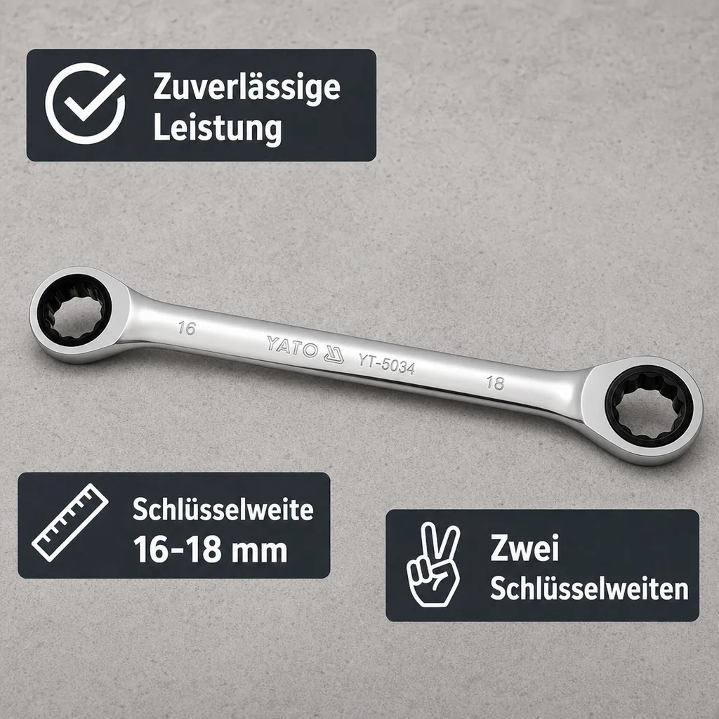 Ringratschenschlüssel, Doppel Ringratschenschlüssel SW 16/18, Werkzeug