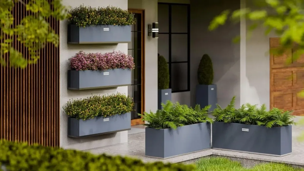 Pflanzkübel Quadratisch Stahl 40x40x50cm, Metall Pflanzkübel für Garten & Terrasse