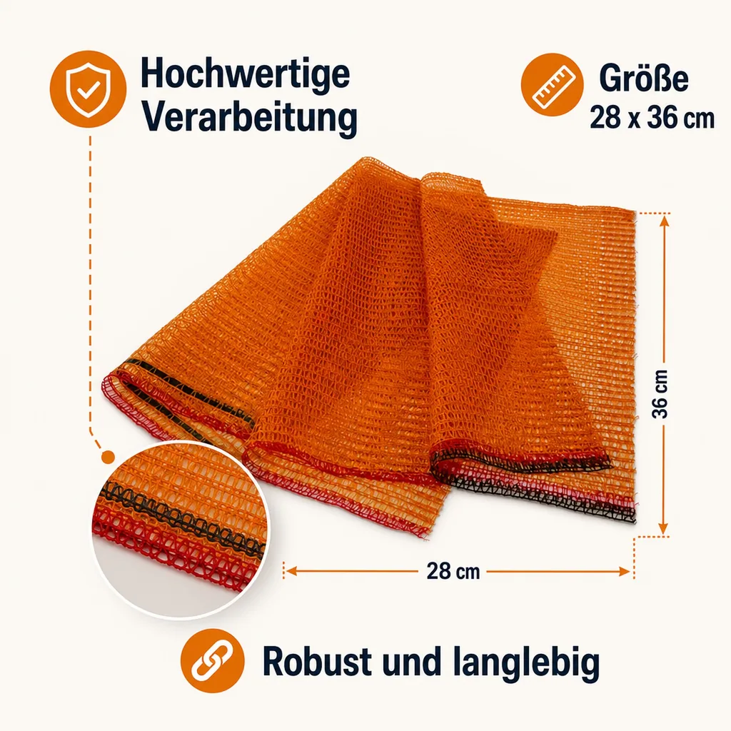 Raschelsack, Gemüsesack 28x36, goldgelb, ohne Zugband