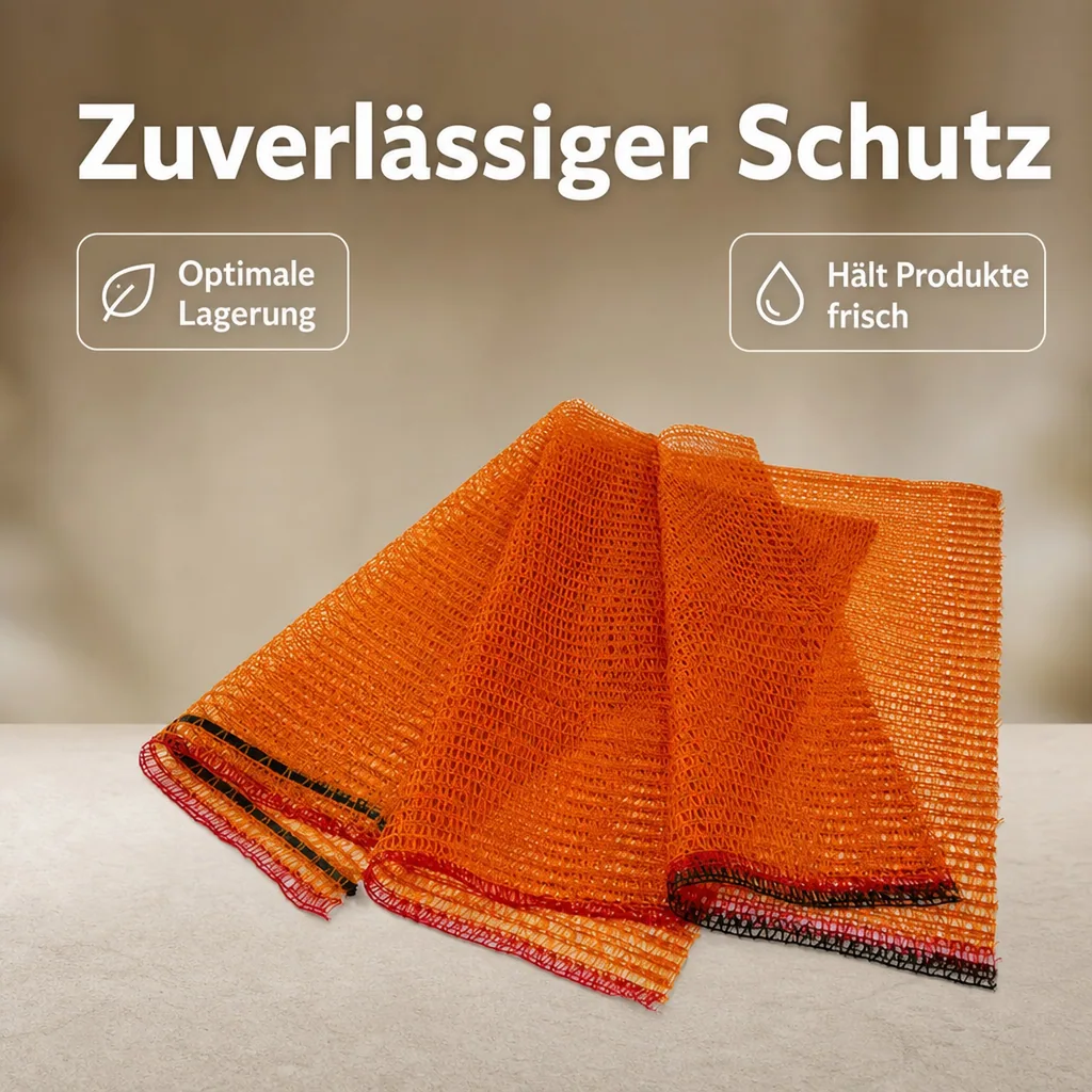 Raschelsack, Gemüsesack 28x36, goldgelb, ohne Zugband