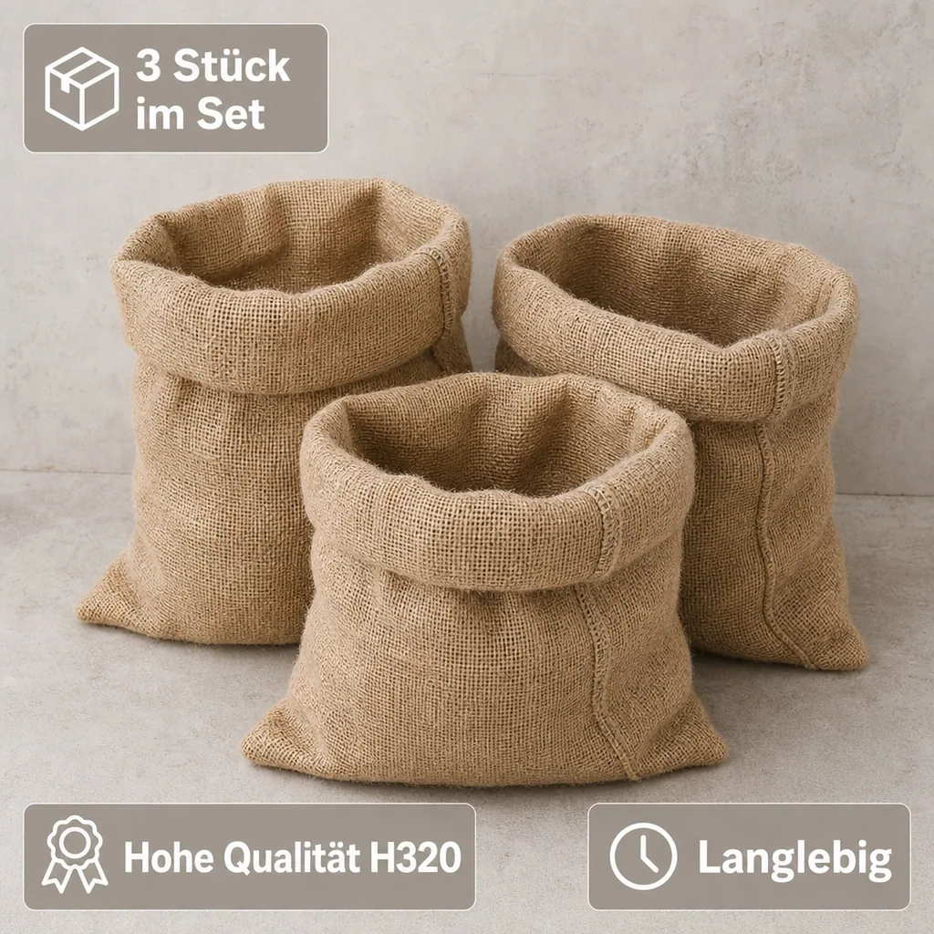 Jutesäcke 3er Set, 60x100, Gartensäcke, Sackleinen