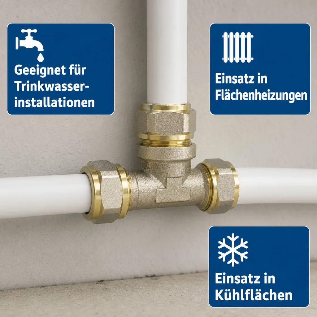 Schraubfitting T-Stück 16 x 2 - 1/2" IG - 16 x 2
