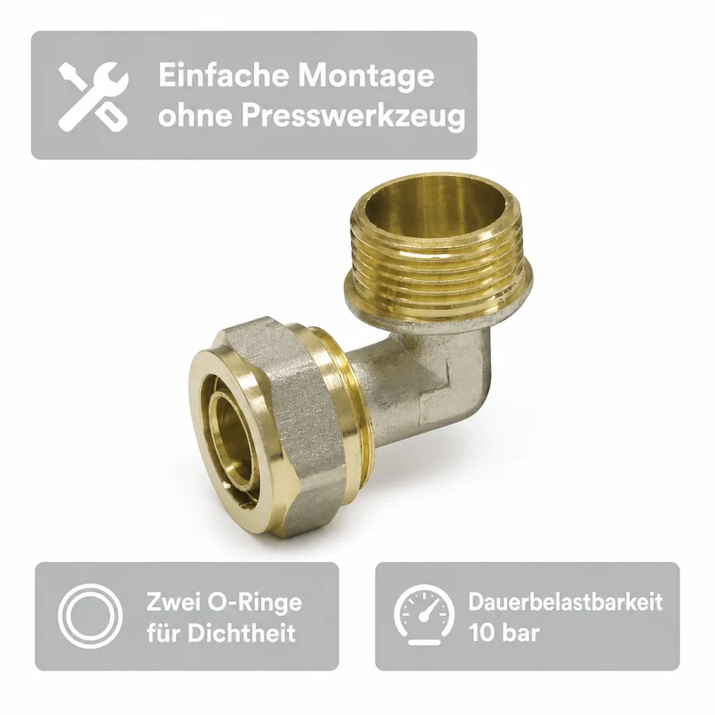 Schraubfitting Winkel 16 x 2 - 1/2" AG
