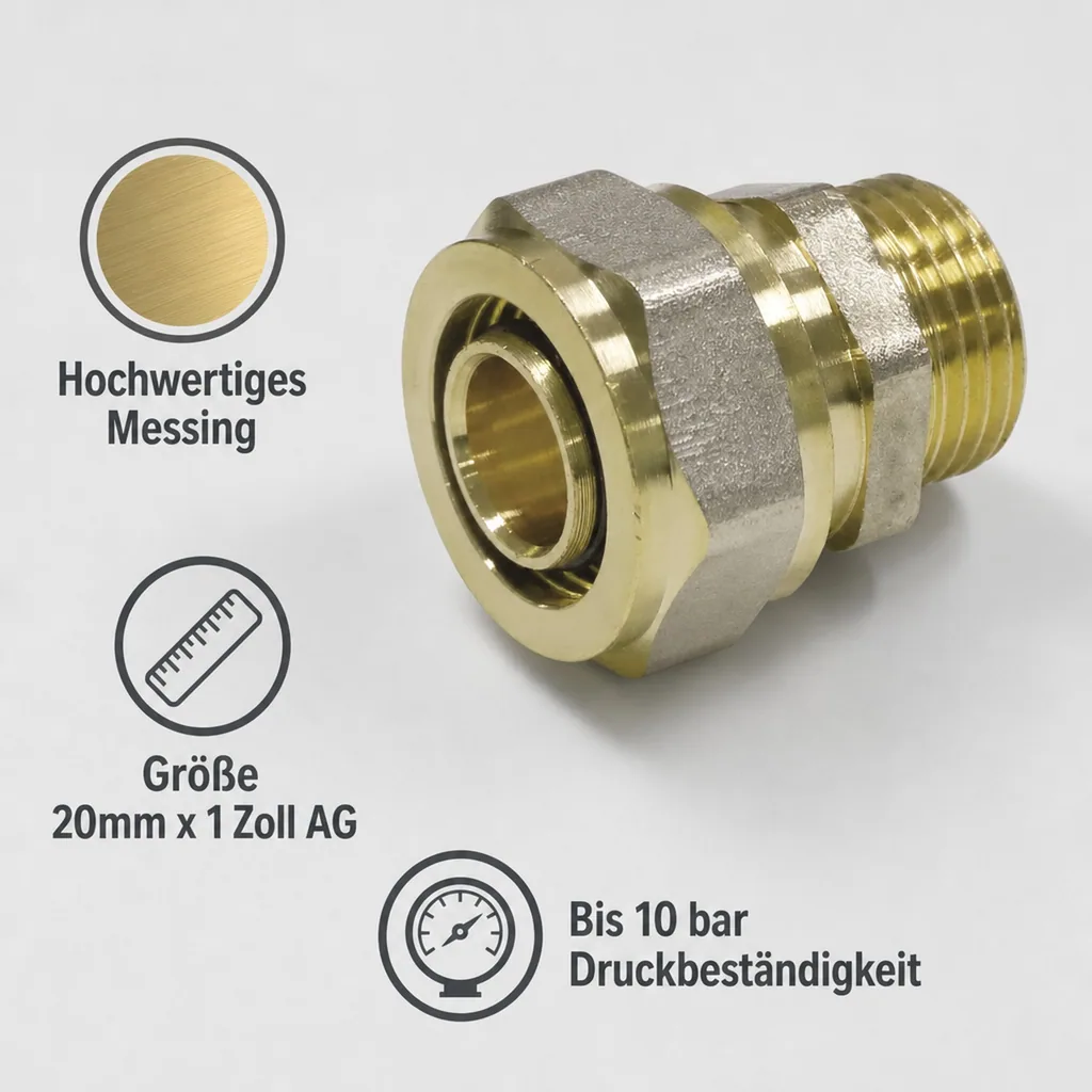 Schraubfitting Kupplung 20mm, 1 Zoll AG, Rohrkupplung